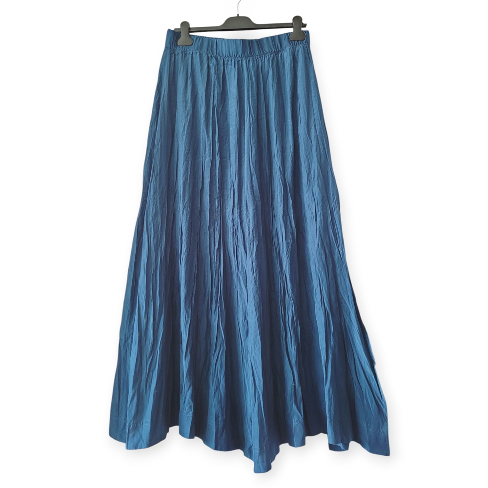 Teal Blue Crinkle Texture Maxi Skirt Boho Whimsigoth Medium